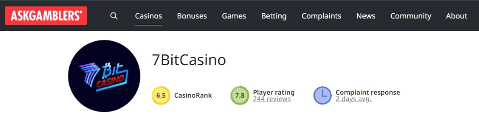 askgamblers rate 7bit casino