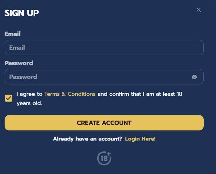 sign up form at bigwins casino