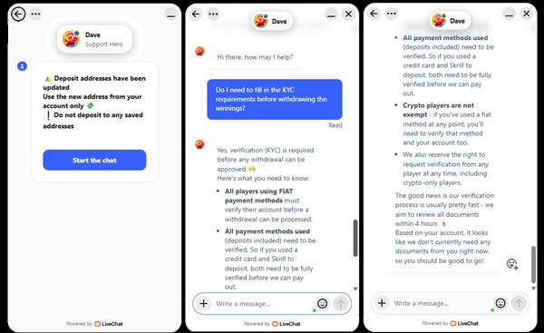 bitstarz live chat test