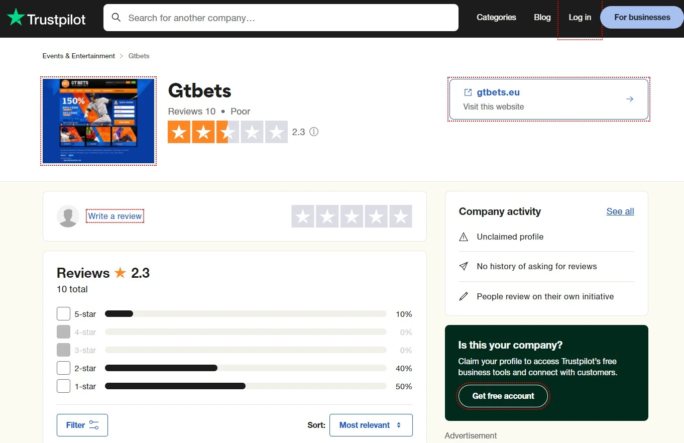 gtbets trustpilot