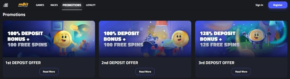 mBit Casino deposit bonuses