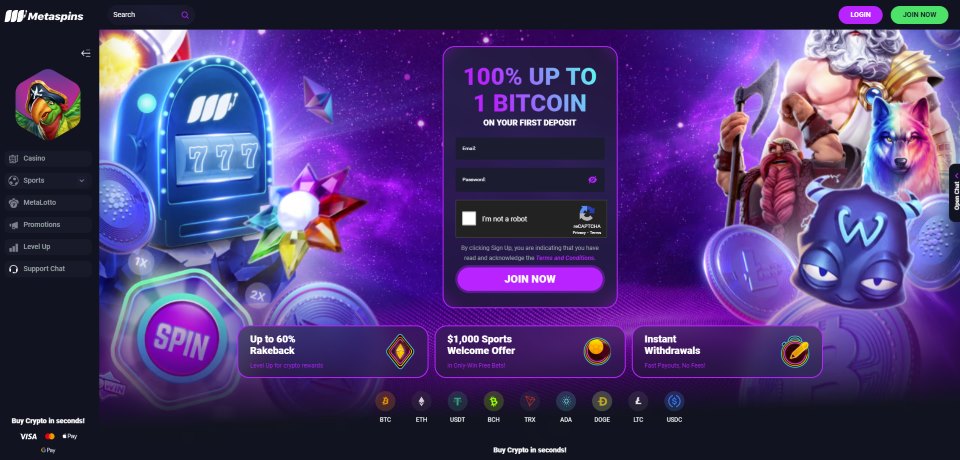 metaspins casino homepage