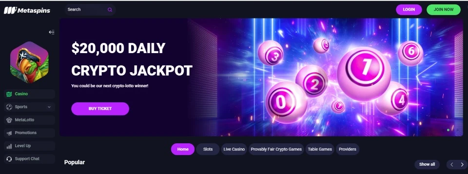 metaspins crypto bonuses