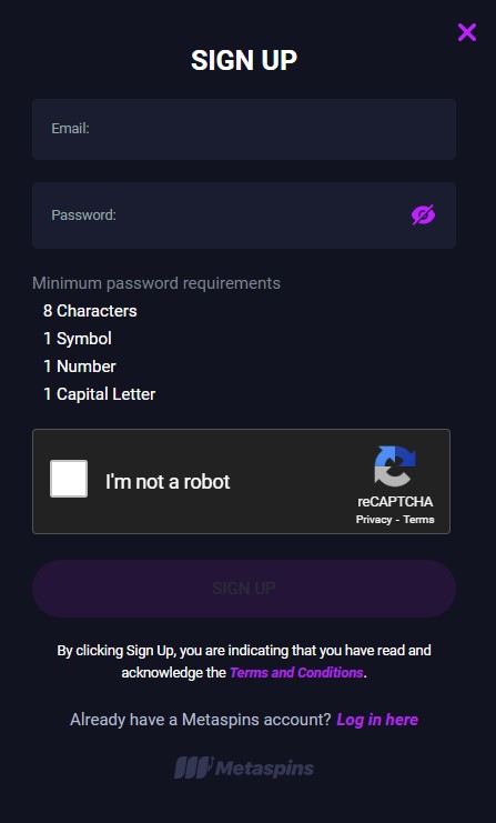 metaspins registration