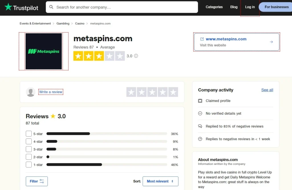 trustpilot reviews for metaspins