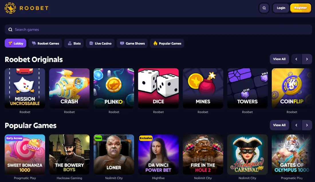 roobet casino games