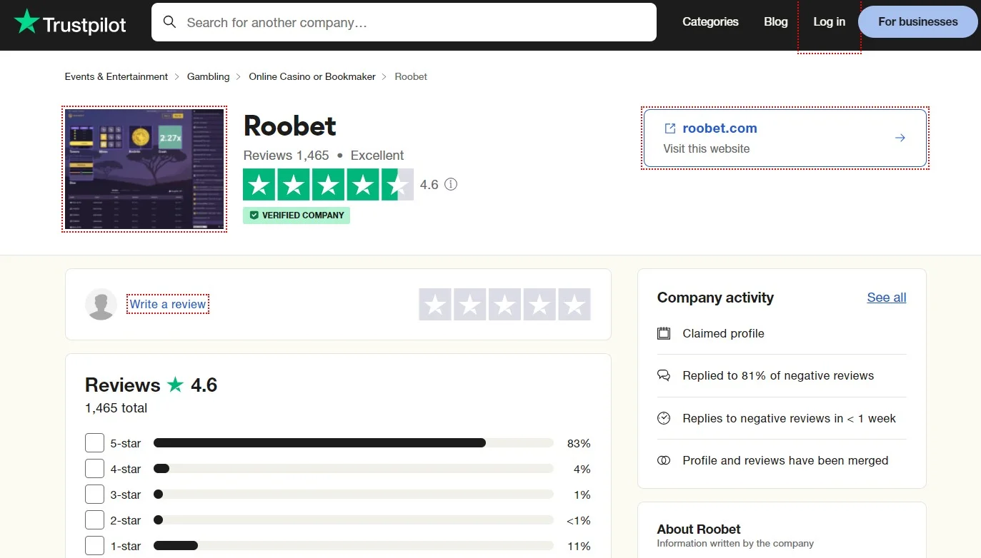 roobet trustpilot reviews