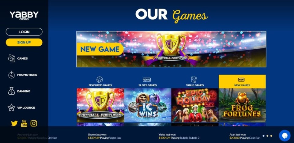 yabby casino games
