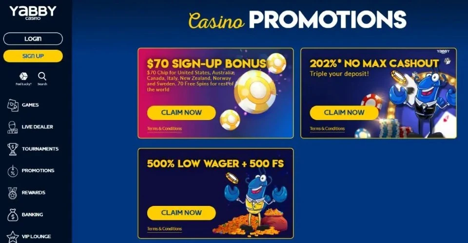 yabby casino bonuses and promotions