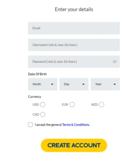 yabby casino registration form