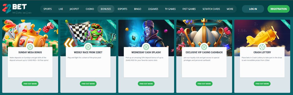 22bet bonuses and promotions