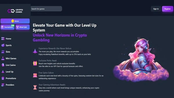 Crypto-games casino level up