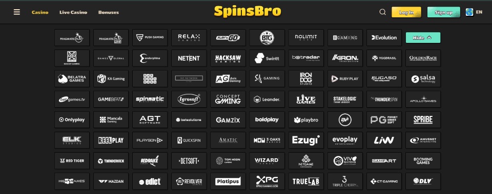 SpinsBro Casino Software Providers