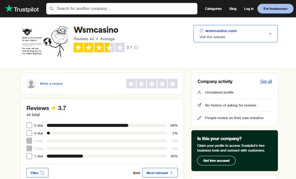 wsm casino on trustpilot