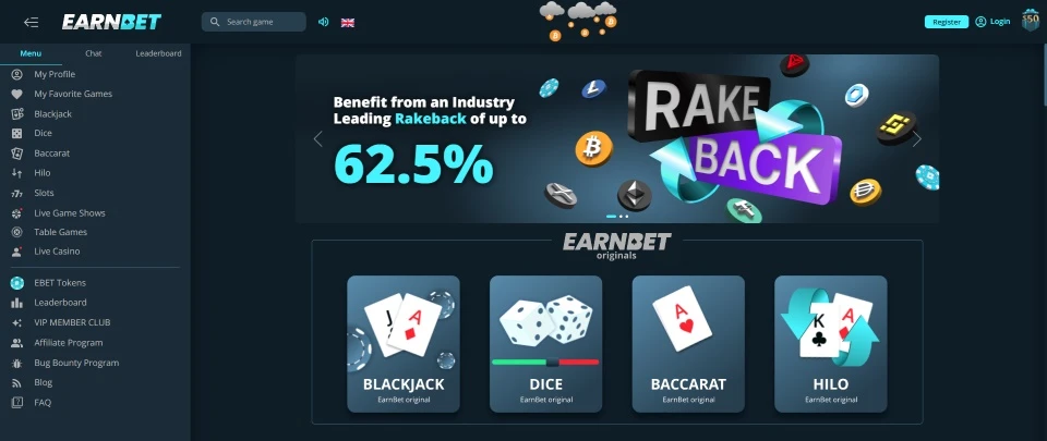 earnber casino homepage