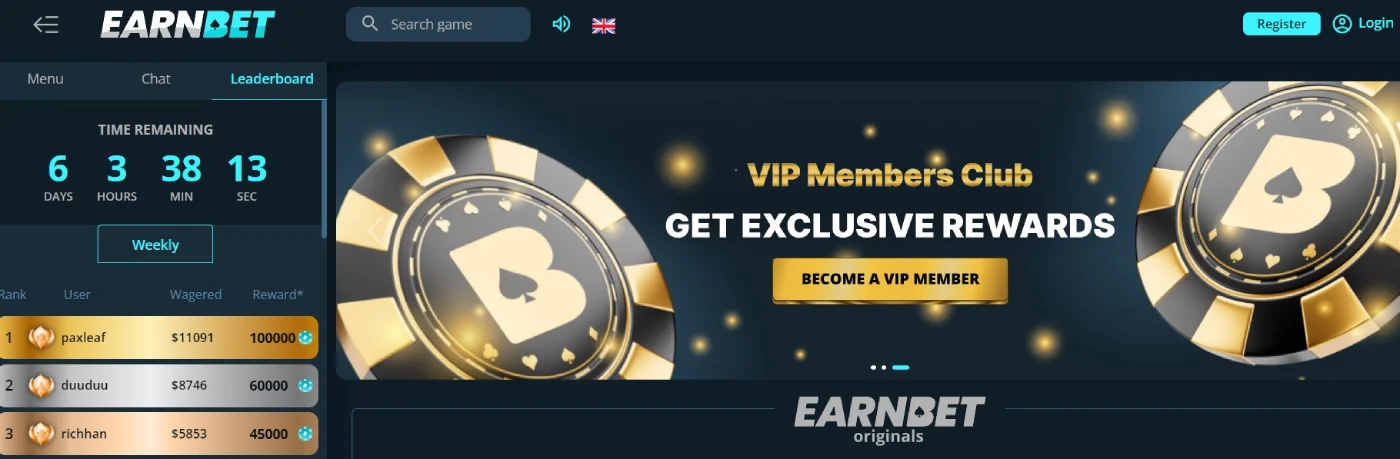 earnbet casino homepage