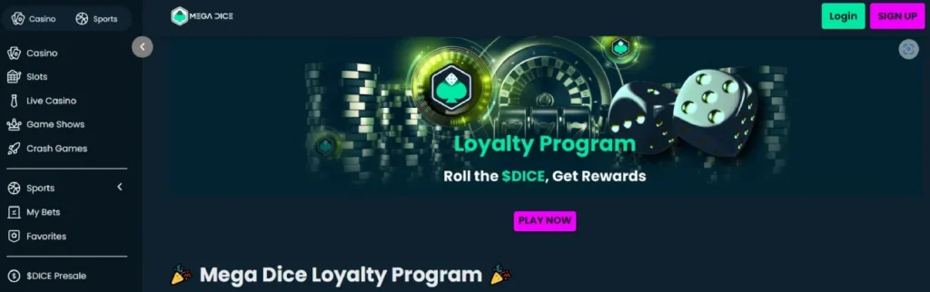 megadice loyalty program
