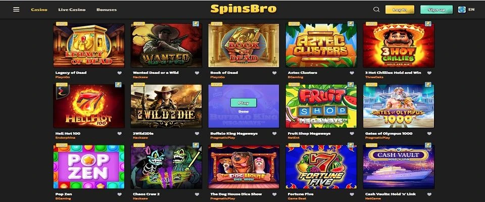 spinsbro casino games