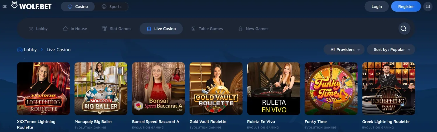 wolf.bet live casino