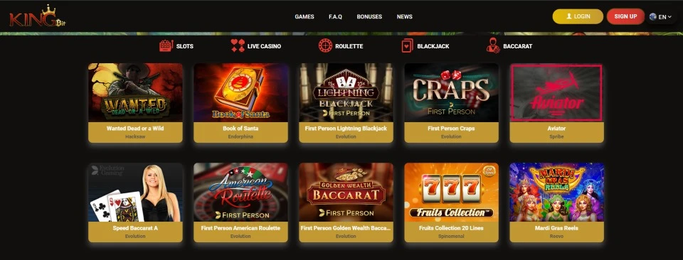 KingBit Casino Games