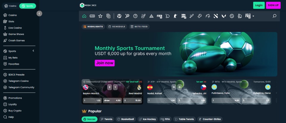 Mega Dice sportsbook