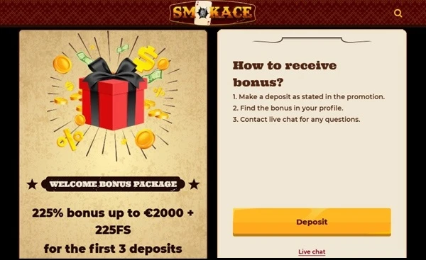 Smokace welcome bonus