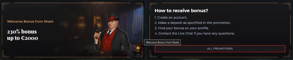 Windetta Casino Shark Welcome Bonus 