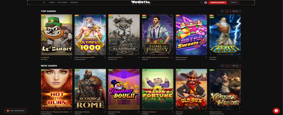 Windetta casino games