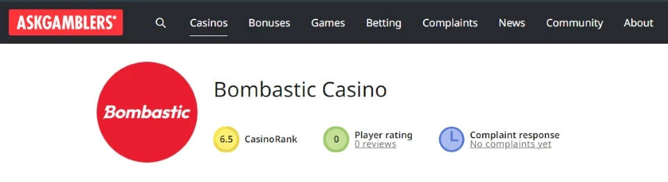 askgamblers ratings of bombastic casino