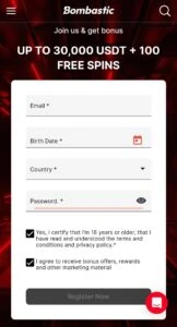 bombastic casino registration process