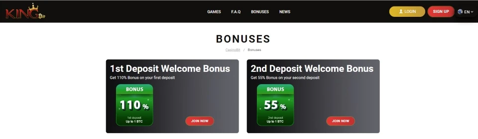 kingbit casino bonuses