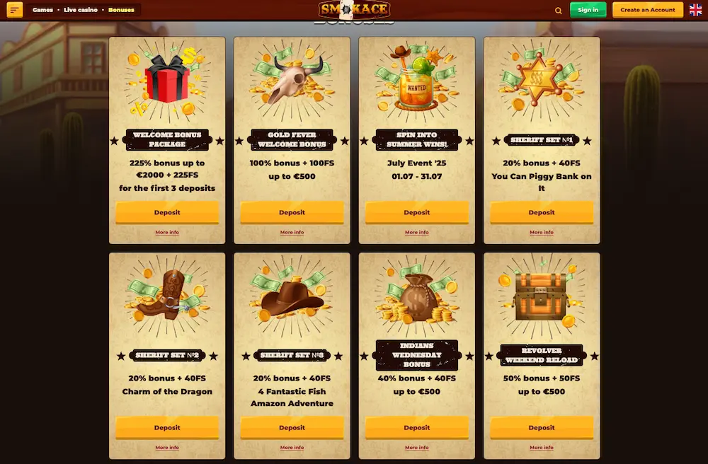 smokace casino bonus overview