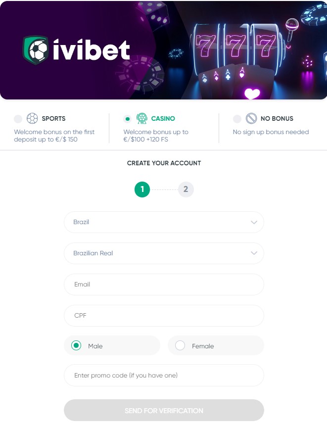 ivibet sign up form