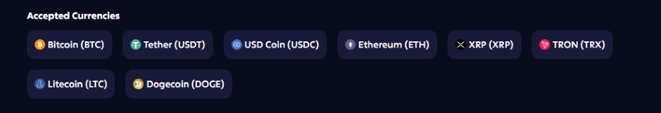 roobet accepted currencies