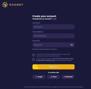roobet sign up process