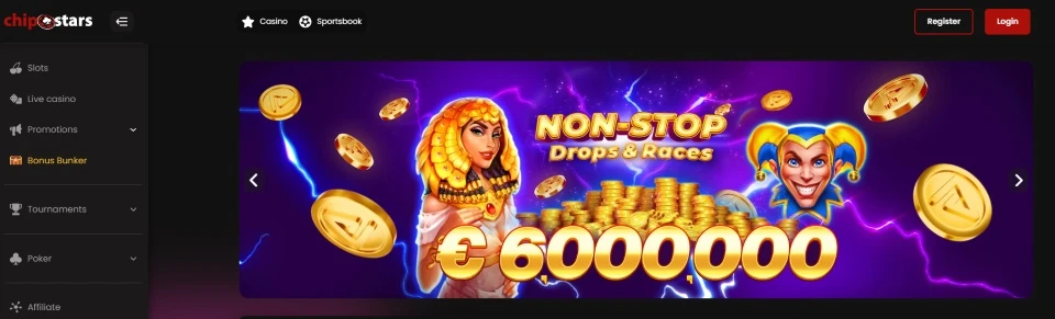 chipstars casino homepage