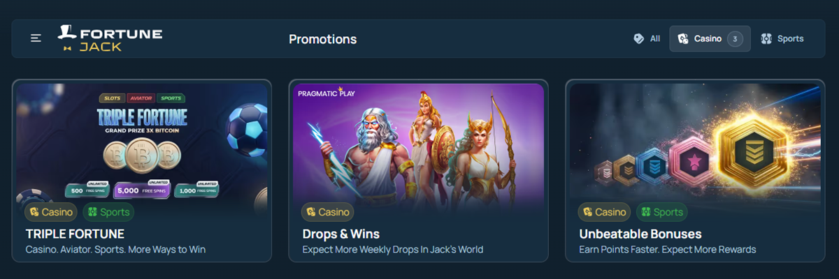 FortuneJack promotions