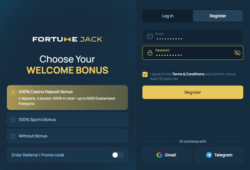 FortuneJack registration