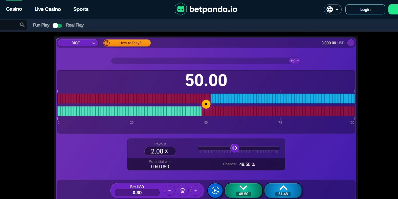 betpanda dice game