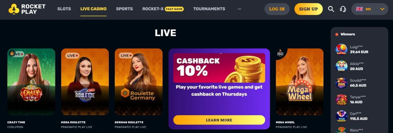 rocketplay live casino