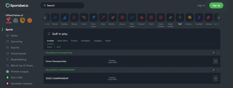 sportsbet golf betting