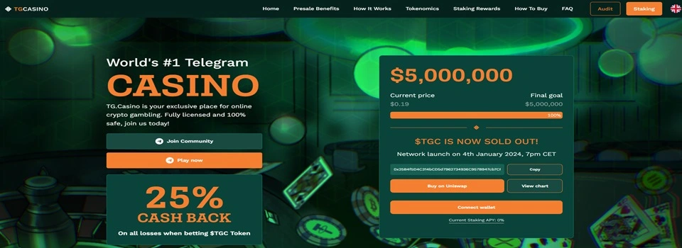 TG Casino homepage