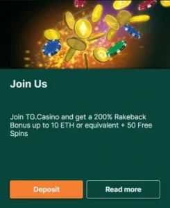 TG casino sing-up bonus