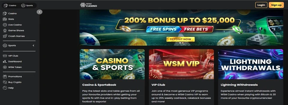 WSM Casino homepage