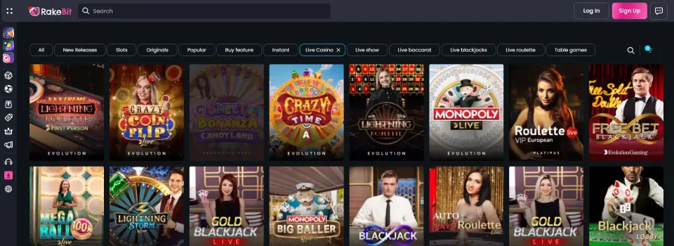 RakeBit Casino Live Dealer Games