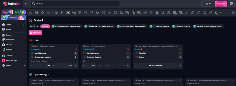 RakeBit Sportsbook Esports Betting