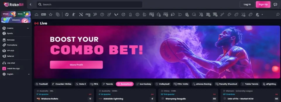 RakeBit Sportsbook live Sports Betting