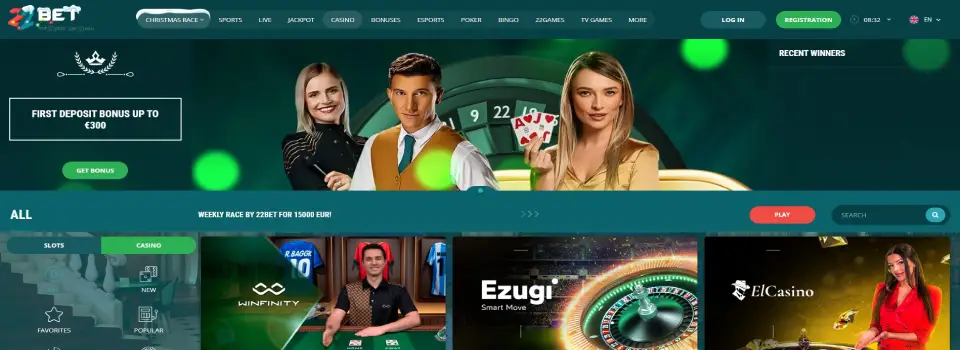 22bet Casino Homepage