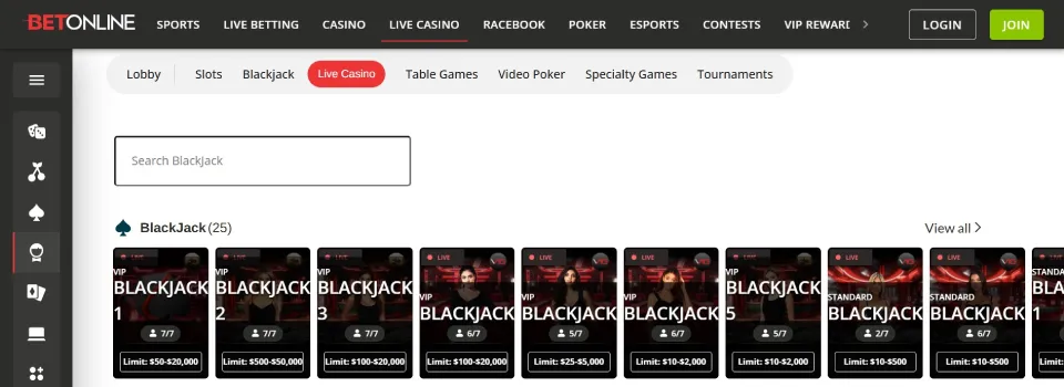 BetOnline Casino Live Dealer Games