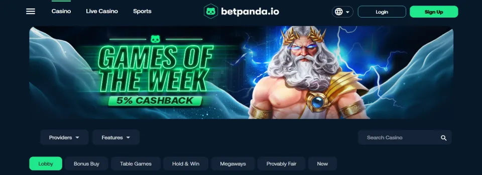 Betpanda Casino Homepage